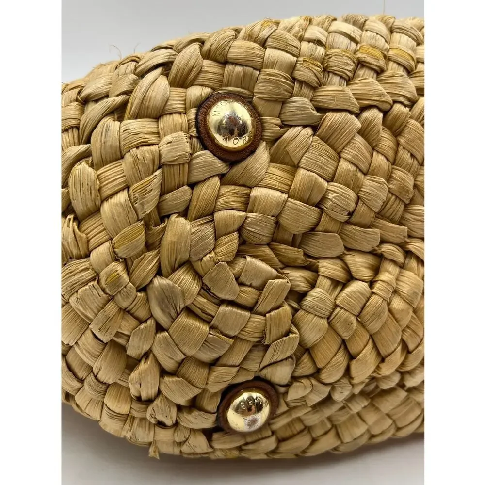 Michael Kors Hamilton Corn Husk Straw Tote Large Handbag